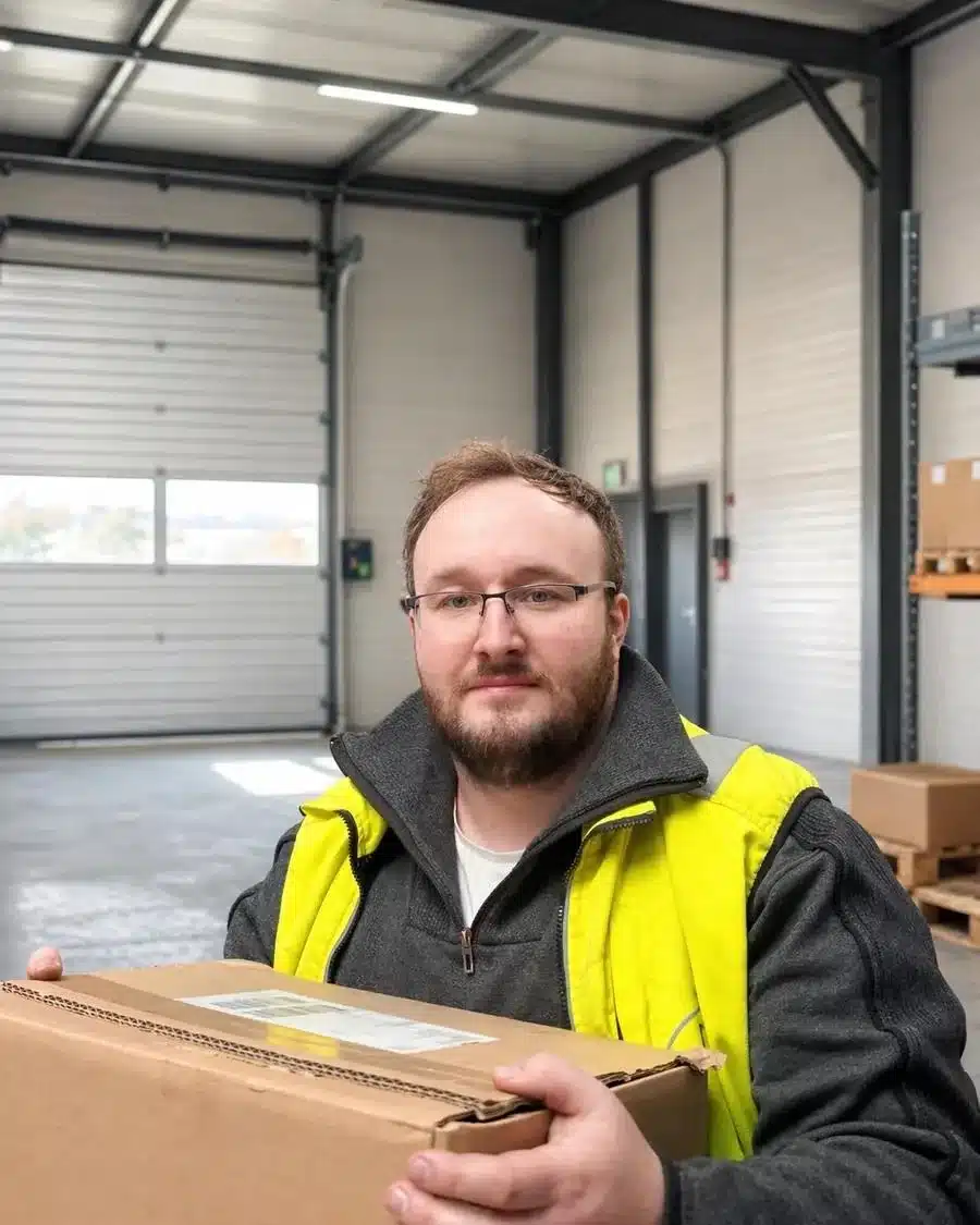Pascal Bakker von Lagerkumpel verpackt eine Kundenbestellung